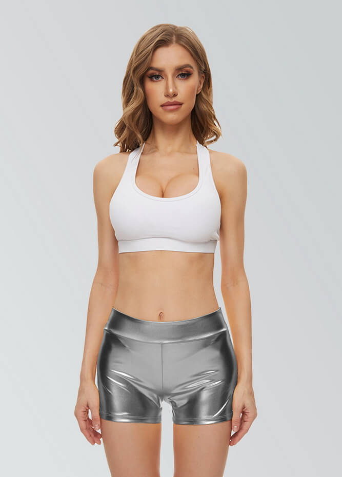 Womens Metallic High Waisted Shorts