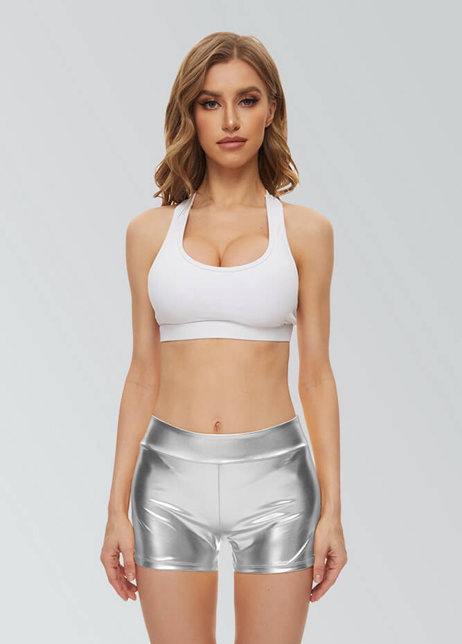 Womens Metallic High Waisted Shorts