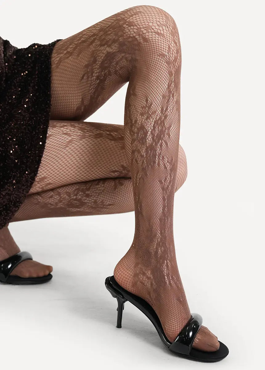2PCS French Vintage Patterned Lace Tights | Sexy Hollow Out Fishnet Pantyhose