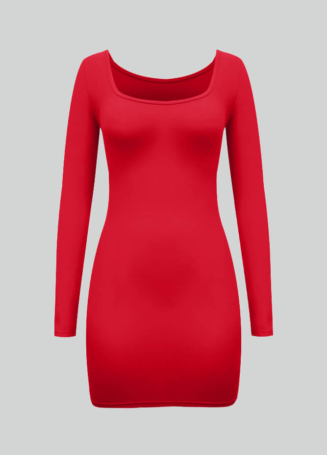 Long Sleeve Spandex Bodycon Mini Dresses