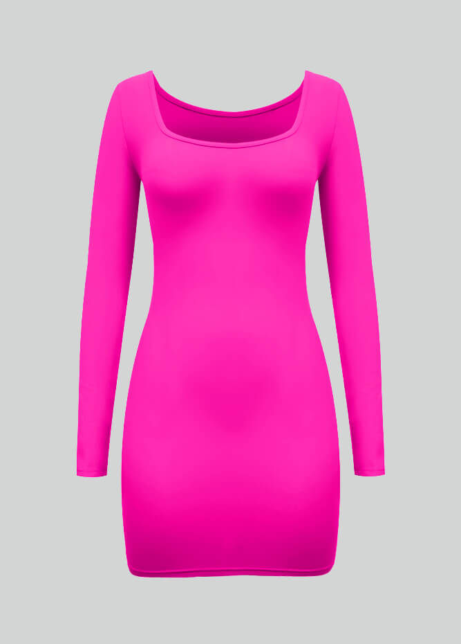 Long Sleeve Spandex Bodycon Mini Dresses