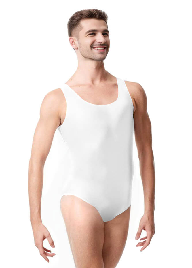 Mens Ballet Leotard Tank Scoop Neck