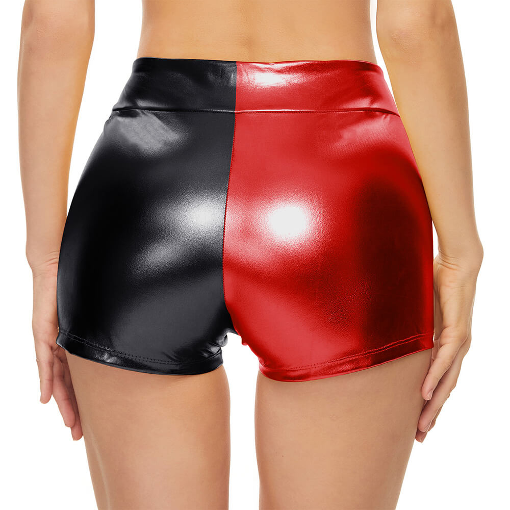 harley quinn shorts black and red