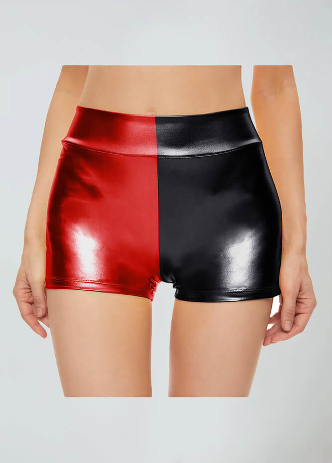 harley quinn shorts black and red