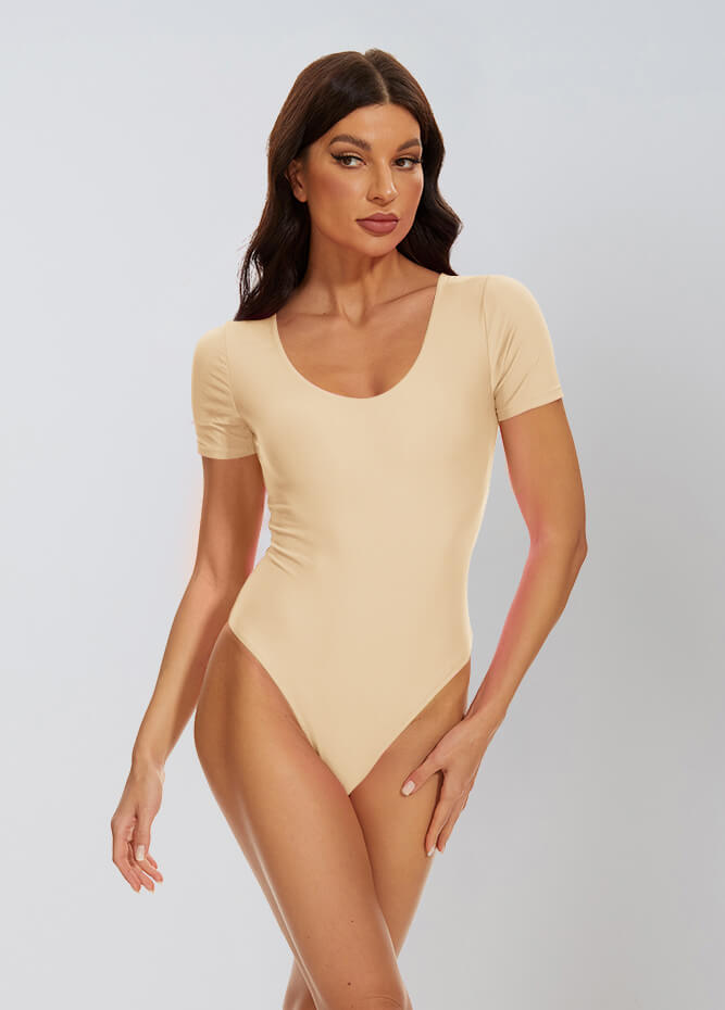 nude v neck bodysuit