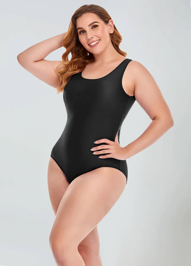 Plus Size Tank Leotard with Scoop Neck Bodysuit