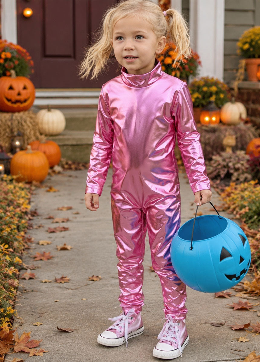 Speerise Girls Shiny Metallic Long Sleeve Unitard