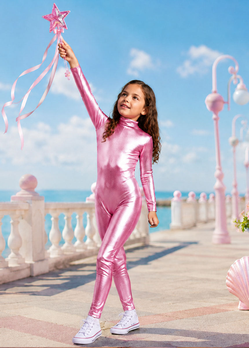Speerise Girls Shiny Metallic Long Sleeve Unitard