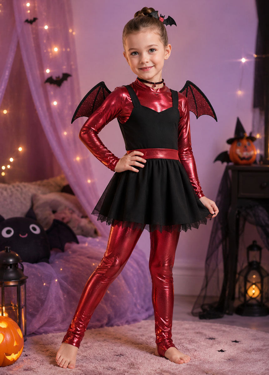 Speerise Girls Shiny Metallic Long Sleeve Unitard