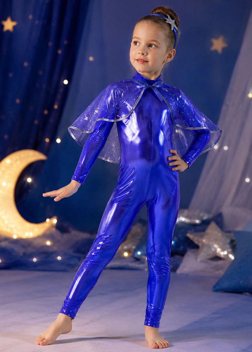 Speerise Girls Shiny Metallic Long Sleeve Unitard