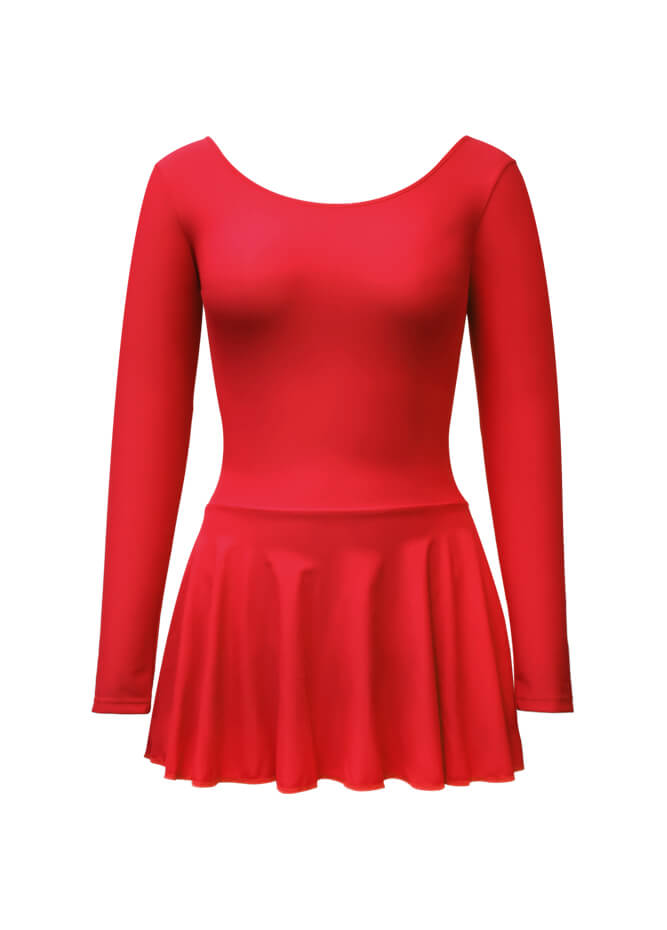 Thong Long Sleeve Leotard with Skirt