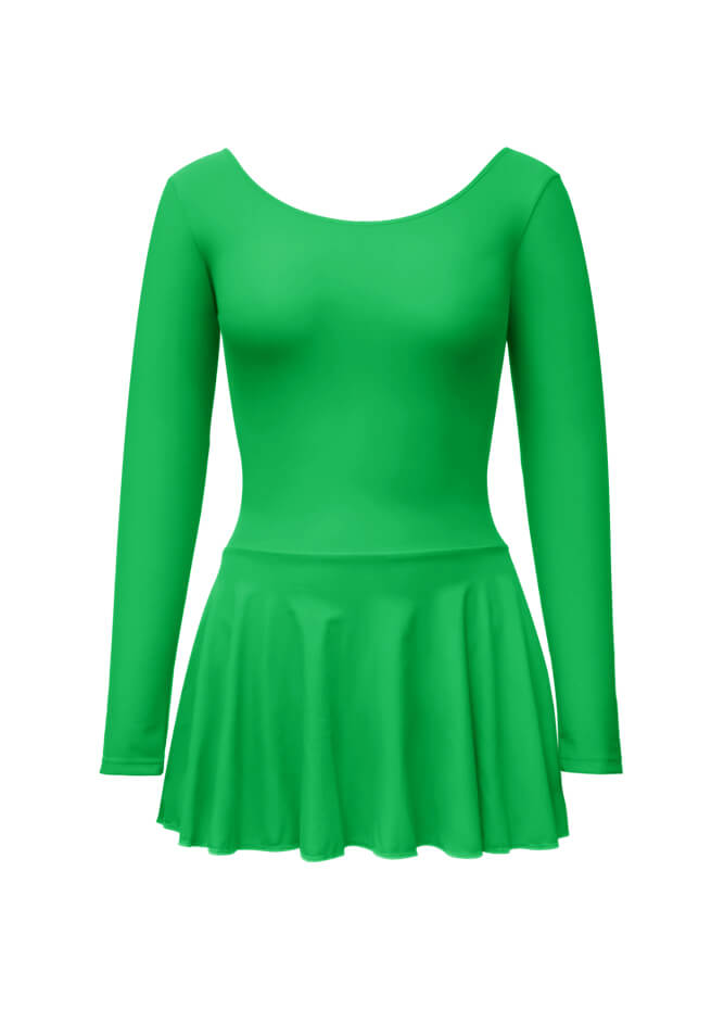 Thong Long Sleeve Leotard with Skirt