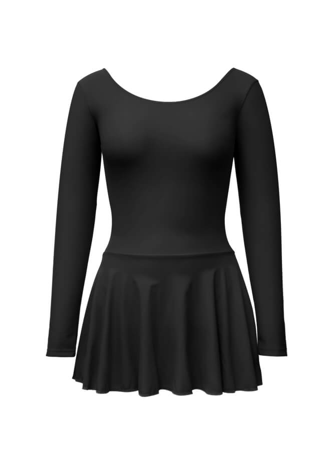Thong Long Sleeve Leotard with Skirt