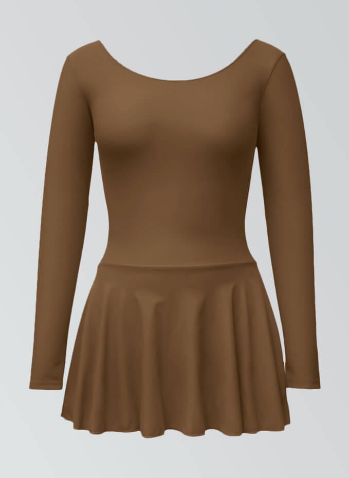 Thong Long Sleeve Leotard with Skirt