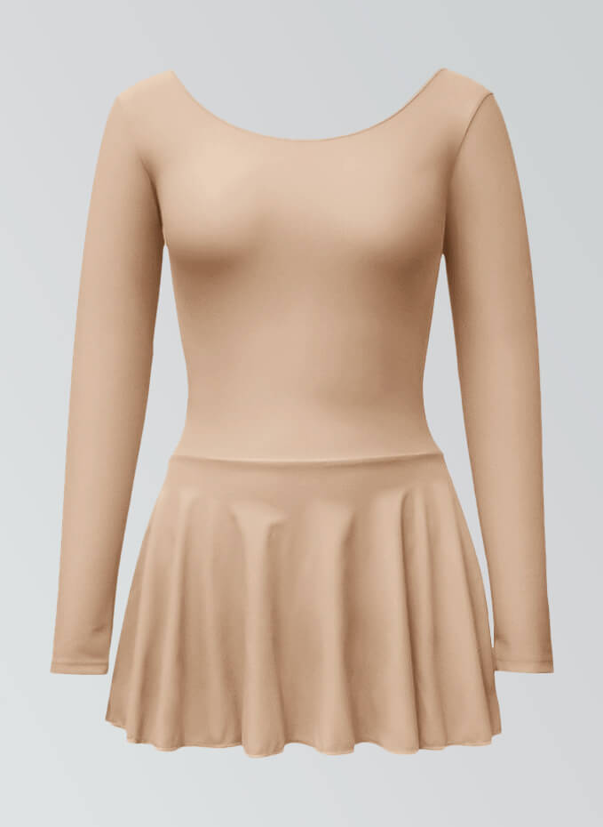 Thong Long Sleeve Leotard with Skirt