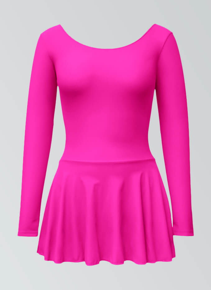 Thong Long Sleeve Leotard with Skirt