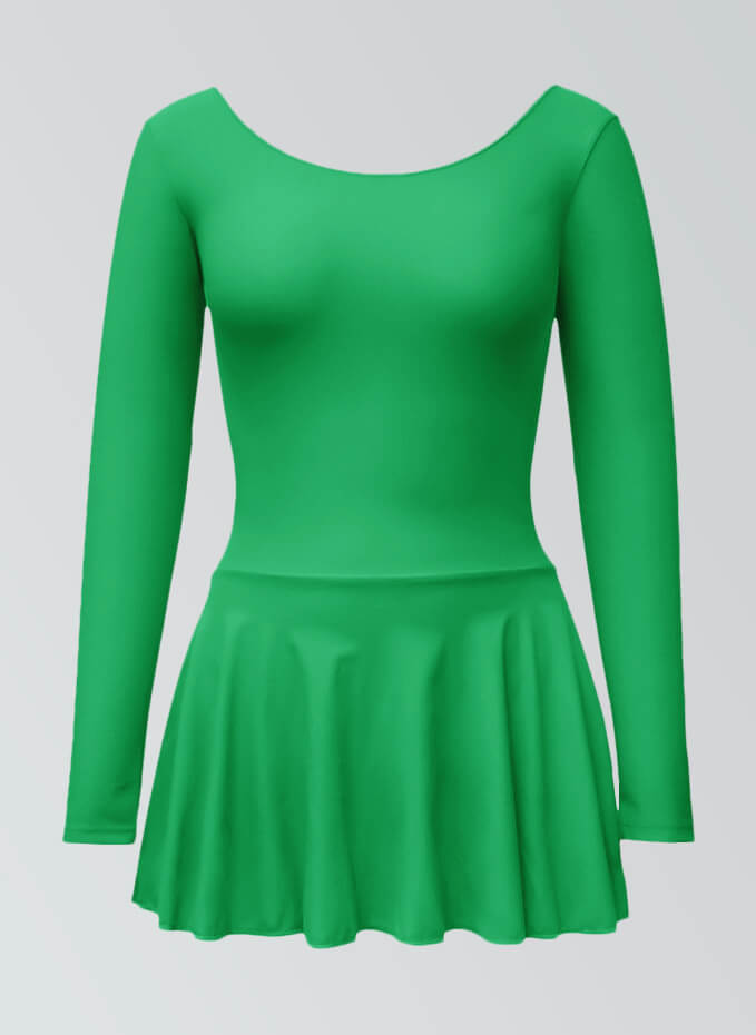 Thong Long Sleeve Leotard with Skirt