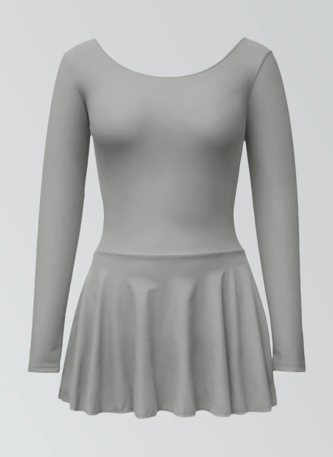 Thong Long Sleeve Leotard with Skirt
