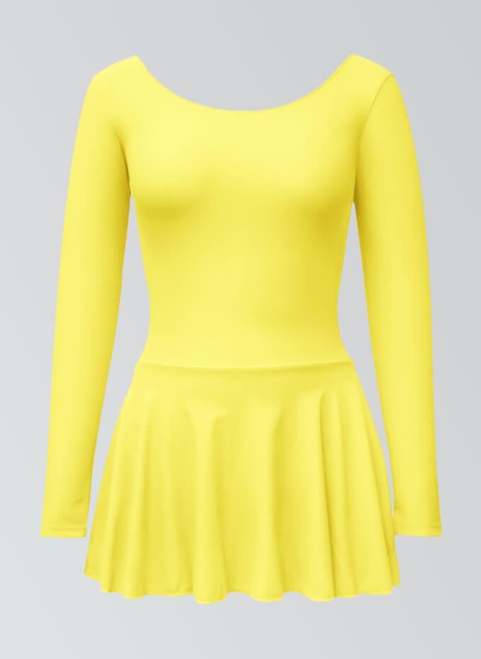 Thong Long Sleeve Leotard with Skirt