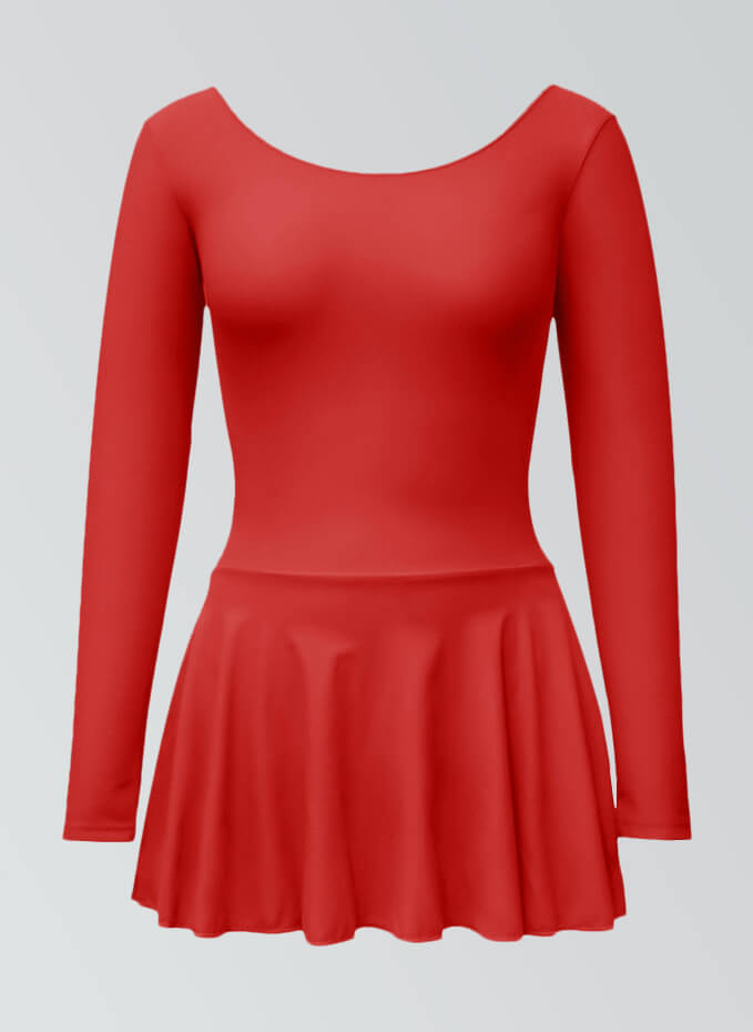 Thong Long Sleeve Leotard with Skirt
