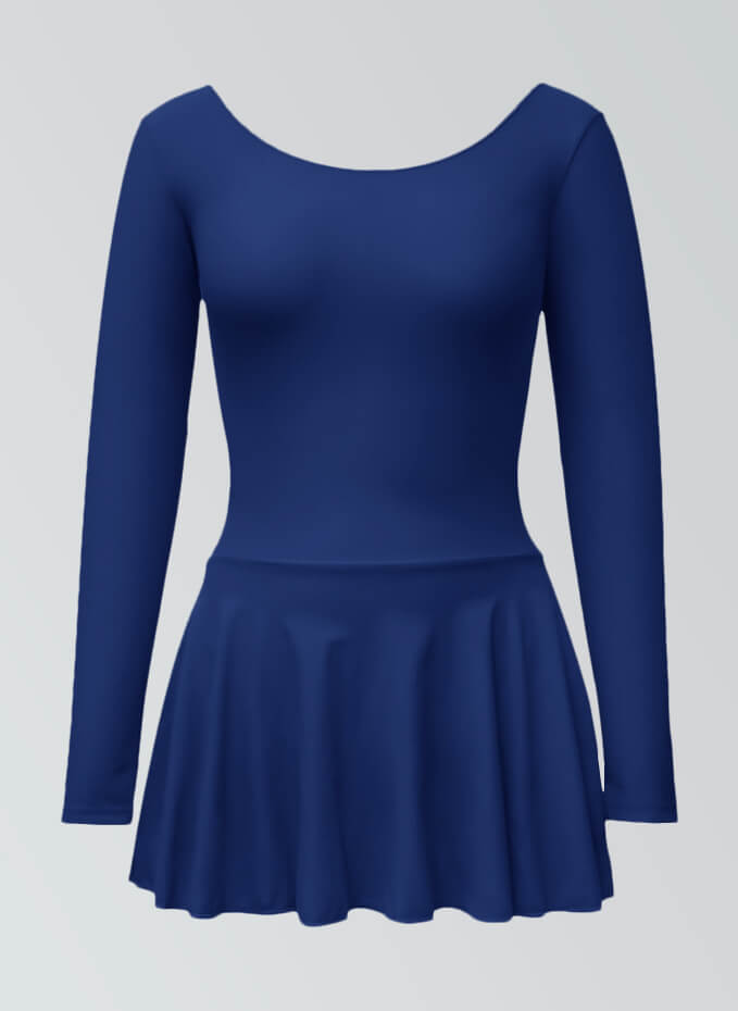 Thong Long Sleeve Leotard with Skirt