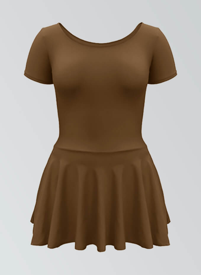 Thong Short Sleeve Skirted Leotard