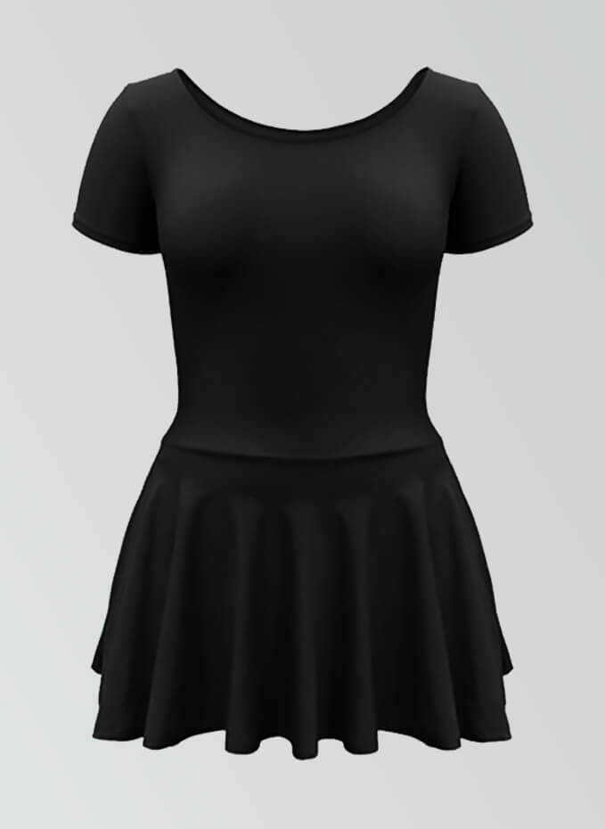 Thong Short Sleeve Skirted Leotard