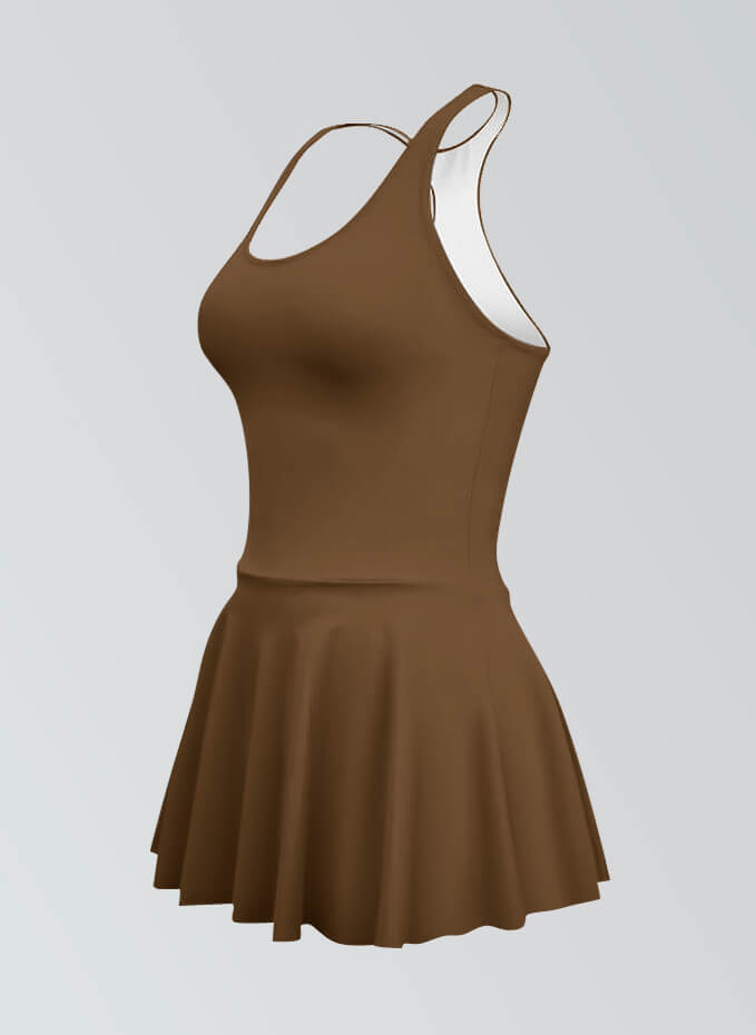 Thong Sleeveless Fitness Skirted Leotard