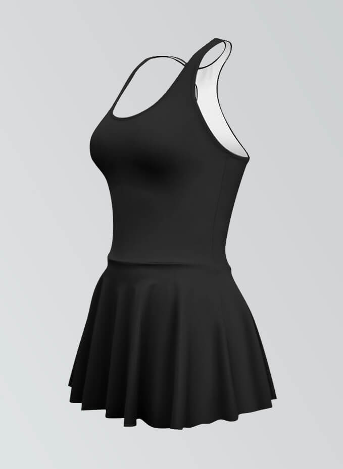 Thong Sleeveless Fitness Skirted Leotard