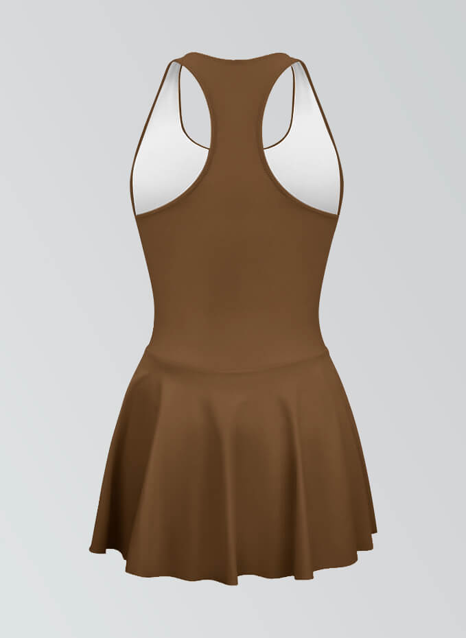 Thong Sleeveless Fitness Skirted Leotard