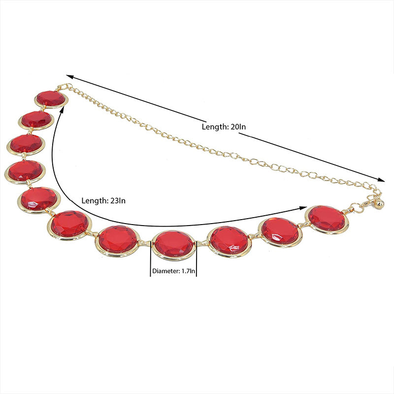 Womens Raven Cosplay Waist Belt Red Stone Chain