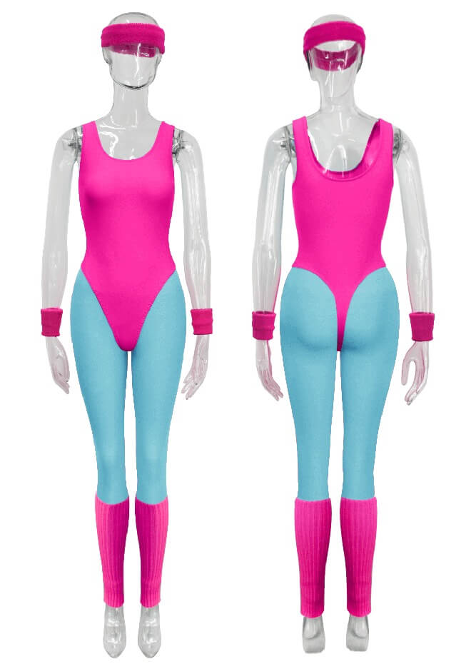 Womens 80s Barbie Workout Costume Accessories Set