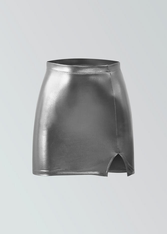 Womens Metallic Bodycon Mini Skirt