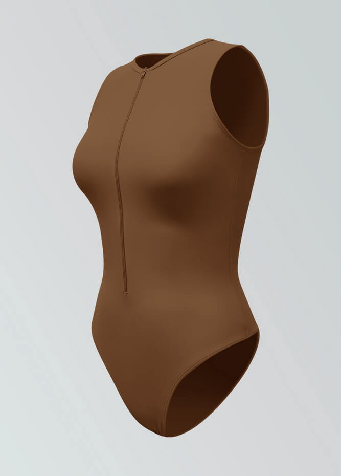 Womens Sleeveless Zip Front Spandex Leotard