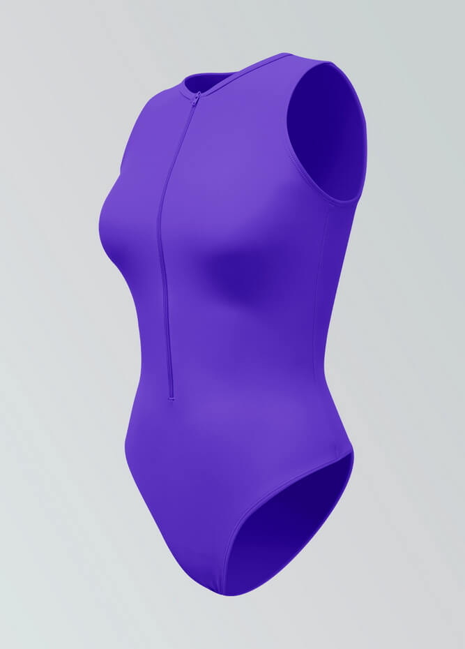 Womens Sleeveless Zip Front Spandex Leotard