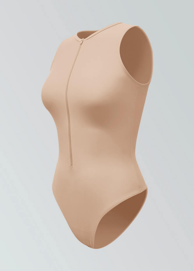 Womens Sleeveless Zip Front Spandex Leotard
