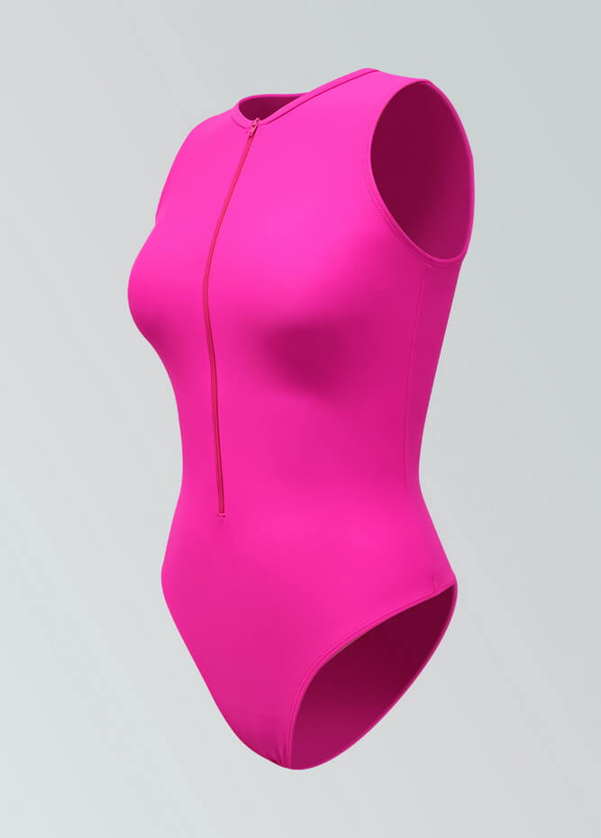 Womens Sleeveless Zip Front Spandex Leotard