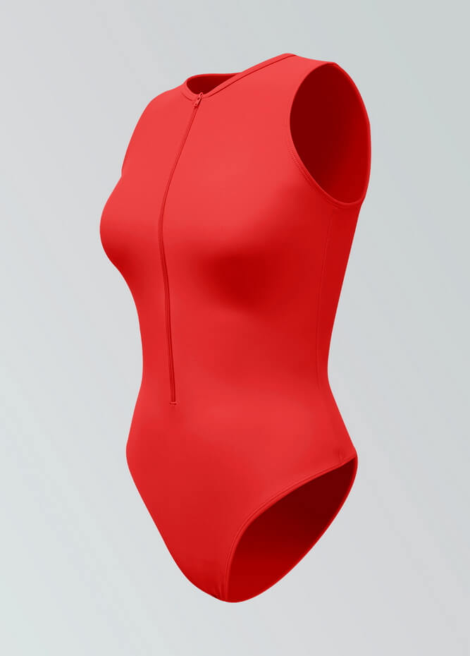Womens Sleeveless Zip Front Spandex Leotard