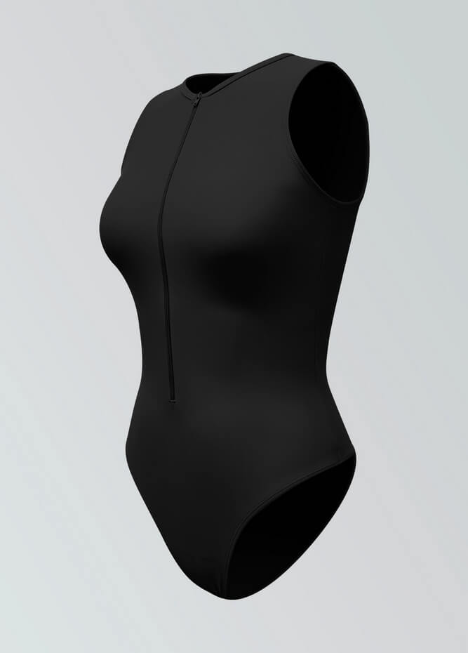 Womens Sleeveless Zip Front Spandex Leotard