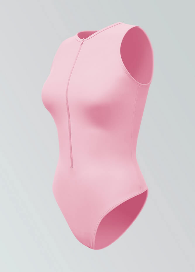 Womens Sleeveless Zip Front Spandex Leotard