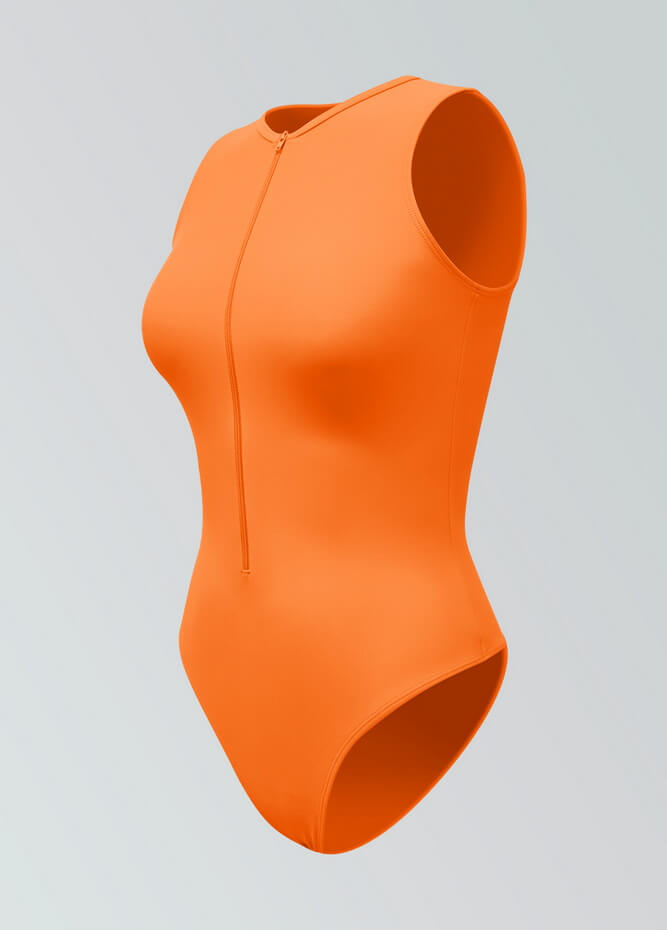 Womens Sleeveless Zip Front Spandex Leotard