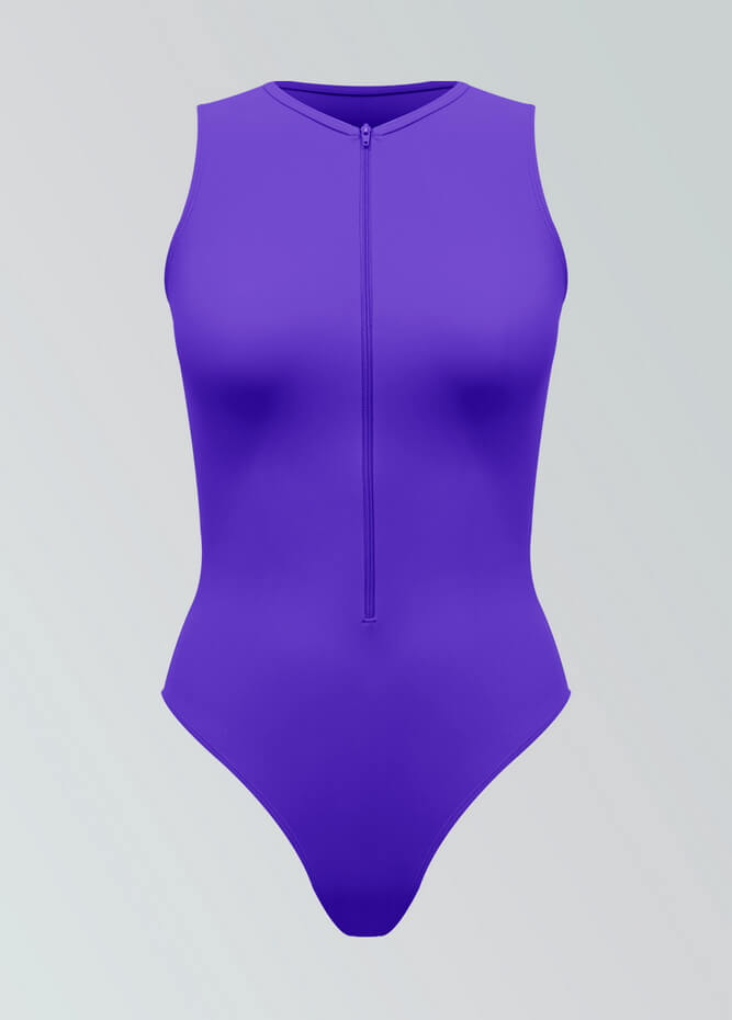 Womens Sleeveless Zip Front Spandex Leotard