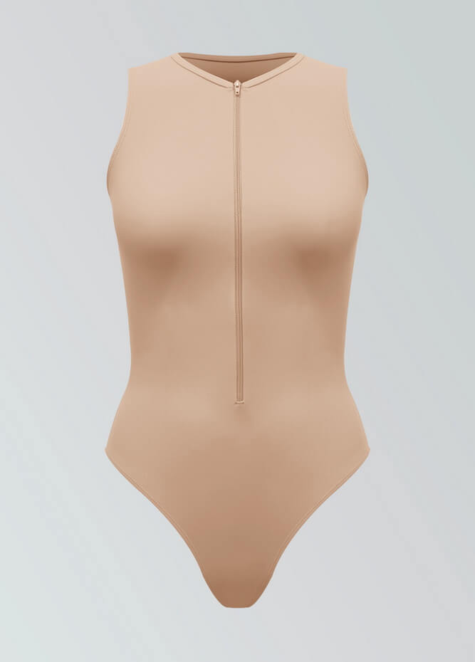 Womens Sleeveless Zip Front Spandex Leotard