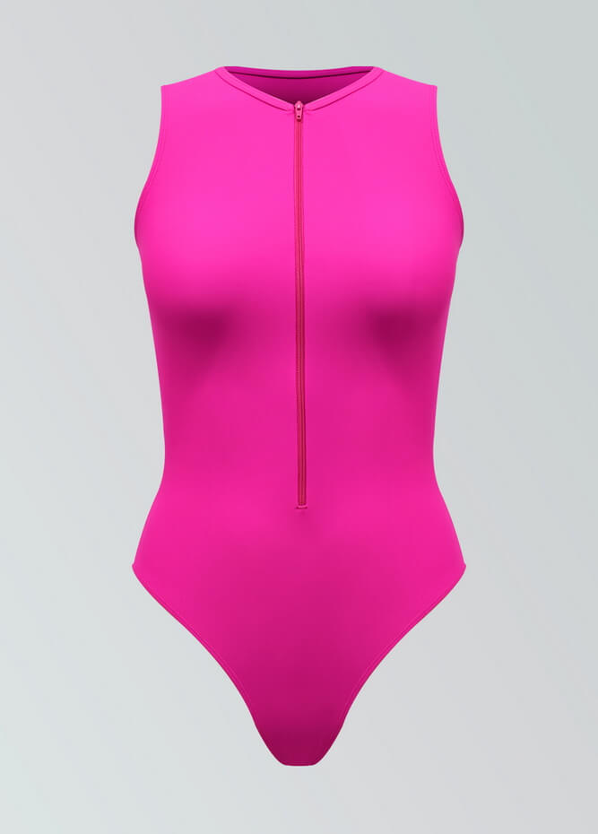 Womens Sleeveless Zip Front Spandex Leotard