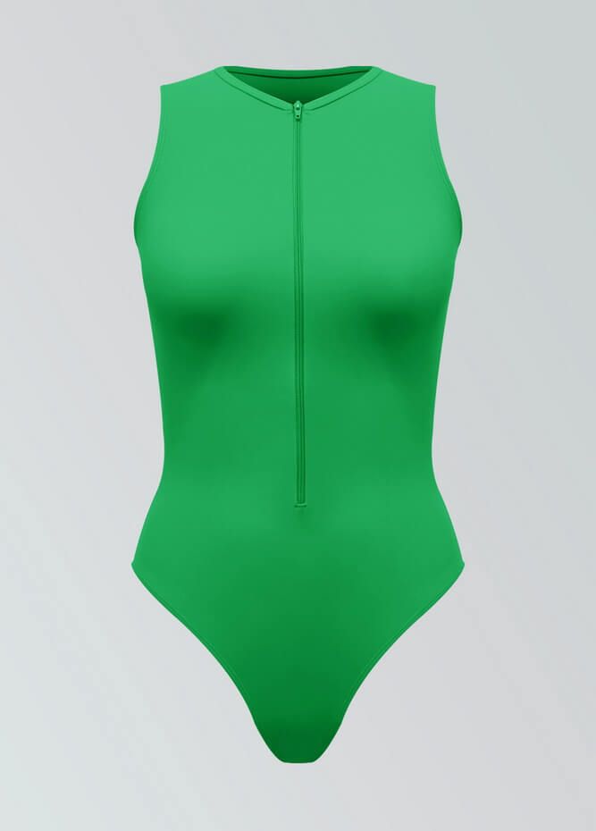 Womens Sleeveless Zip Front Spandex Leotard