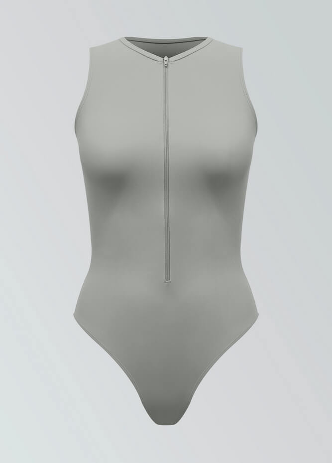Womens Sleeveless Zip Front Spandex Leotard