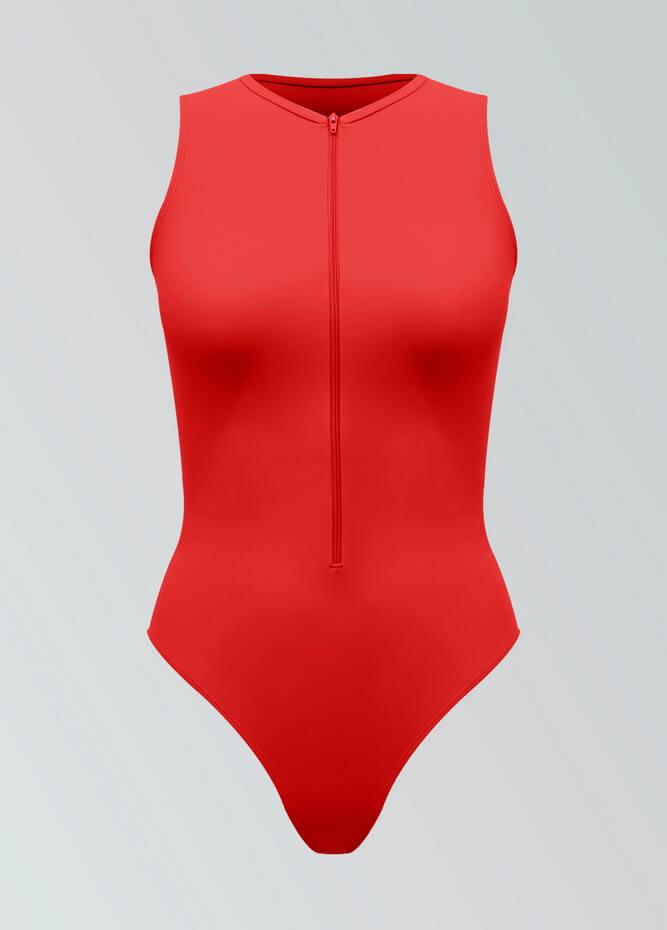 Womens Sleeveless Zip Front Spandex Leotard