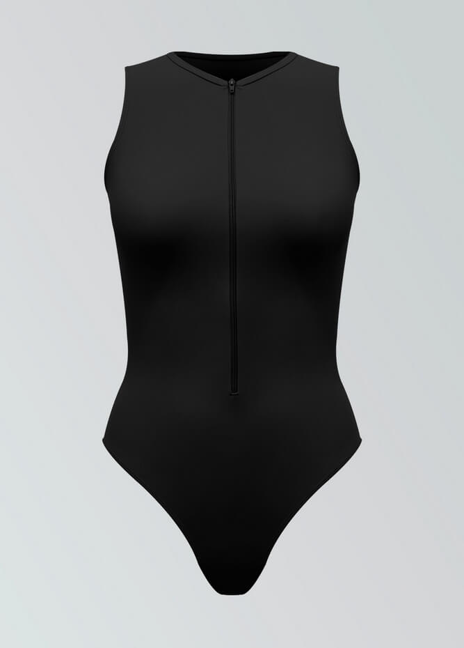 Womens Sleeveless Zip Front Spandex Leotard