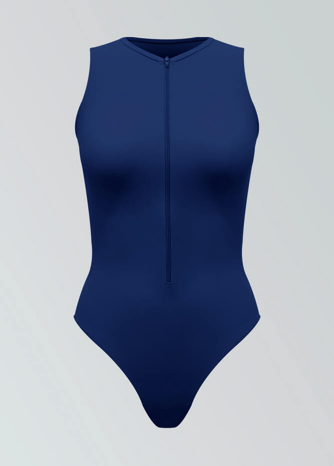 Womens Sleeveless Zip Front Spandex Leotard