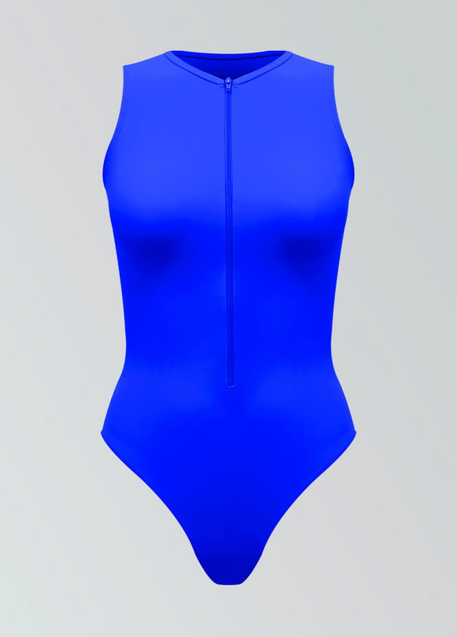 Womens Sleeveless Zip Front Spandex Leotard